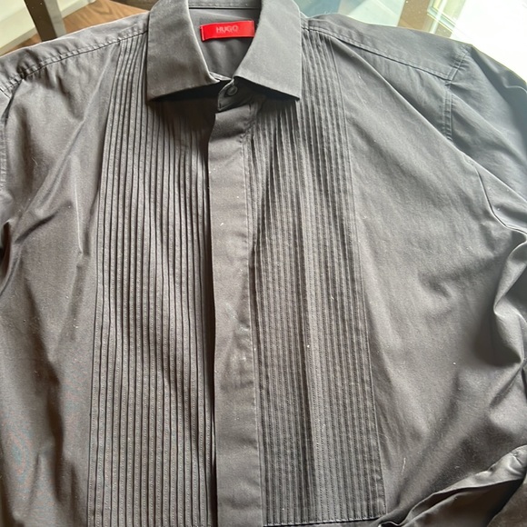 HUGO BLACK TUXEDO SHIRT neck 15.5 - Picture 2 of 2